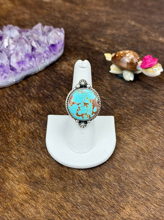 #8 Turquoise Single Stone Sterling Silver Ring