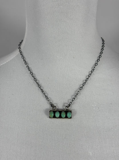 4 Stone 17" Turquoise Fixed Pendent Necklace (Green)