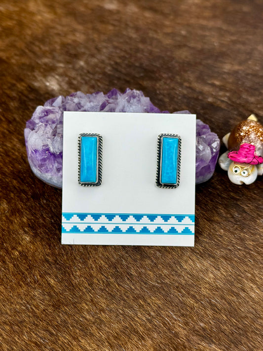 Kingman Turquoise Sterling Silver Stud Earrings