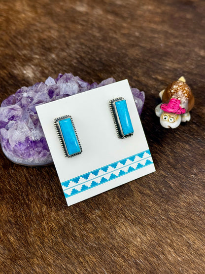 Kingman Turquoise Sterling Silver Stud Earrings