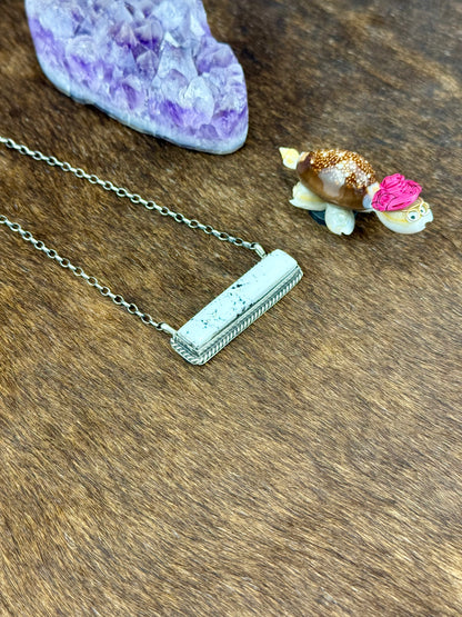 White Buffalo Sterling Silver Bar Necklace