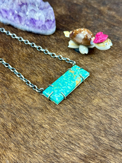 Kingman Turquoise Sterling Silver Waterproof Bar Necklace