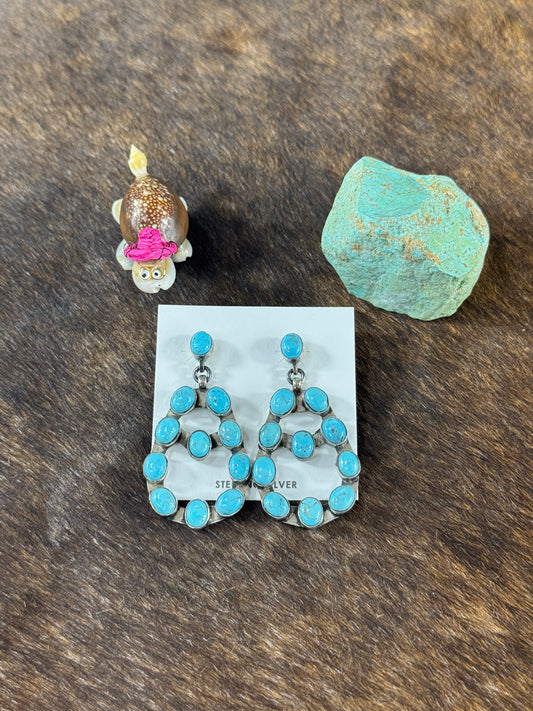 Kingman Turquoise Oval Chandelier Earrings