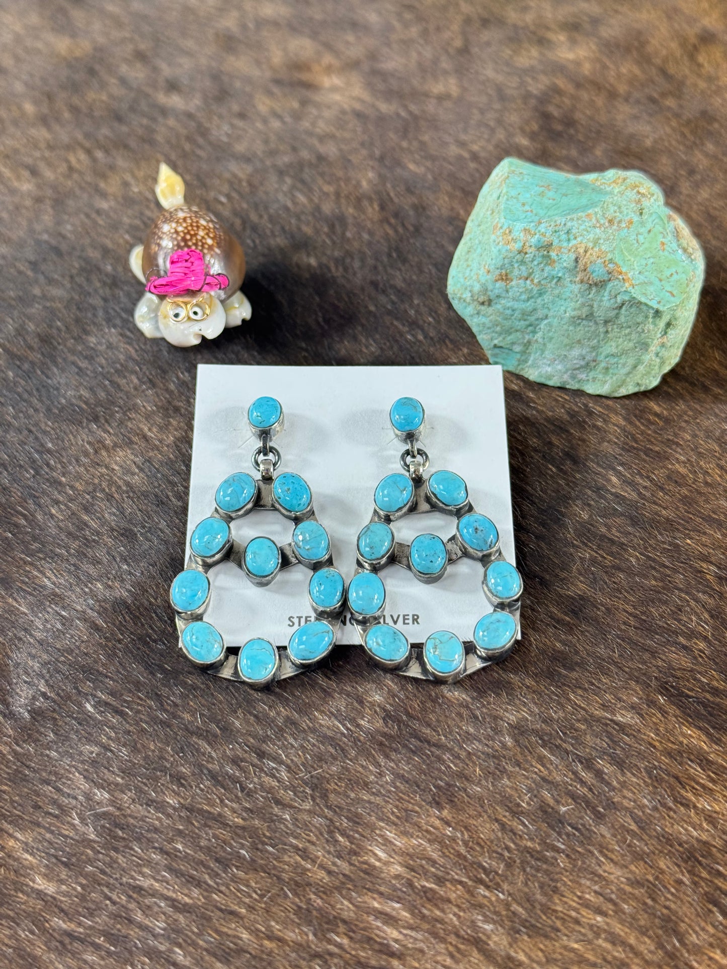 Kingman Turquoise Oval Chandelier Earrings