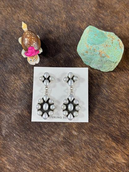 Freshwater Pearl Cluster Dangle Earrings
