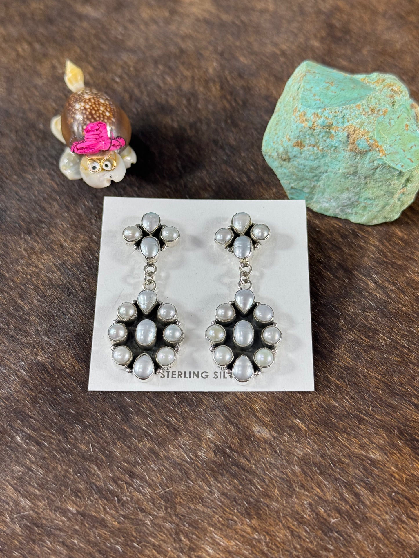 Freshwater Pearl Cluster Dangle Earrings