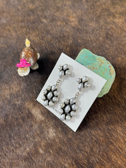 Freshwater Pearl Cluster Dangle Earrings