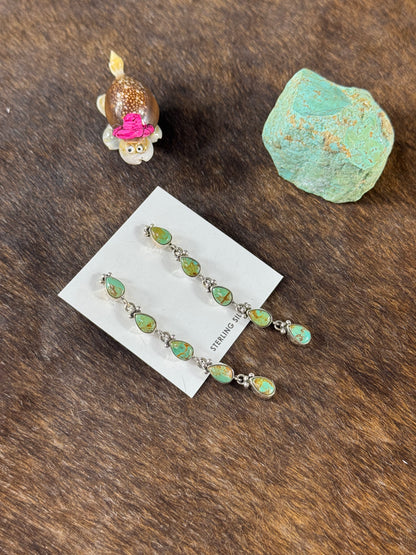 Kingman Turquoise 5 Stone Tear Drop Earrings
