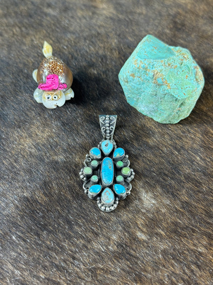 Kingman Turquoise Cluster Pendant