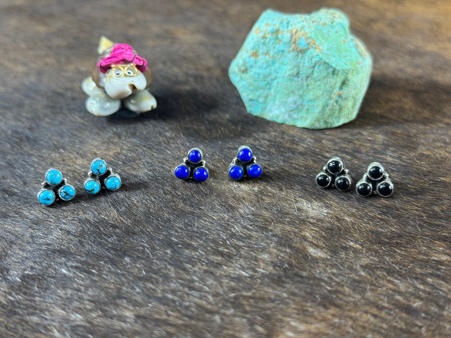 Kingman Turquoise 3 Stone Earring