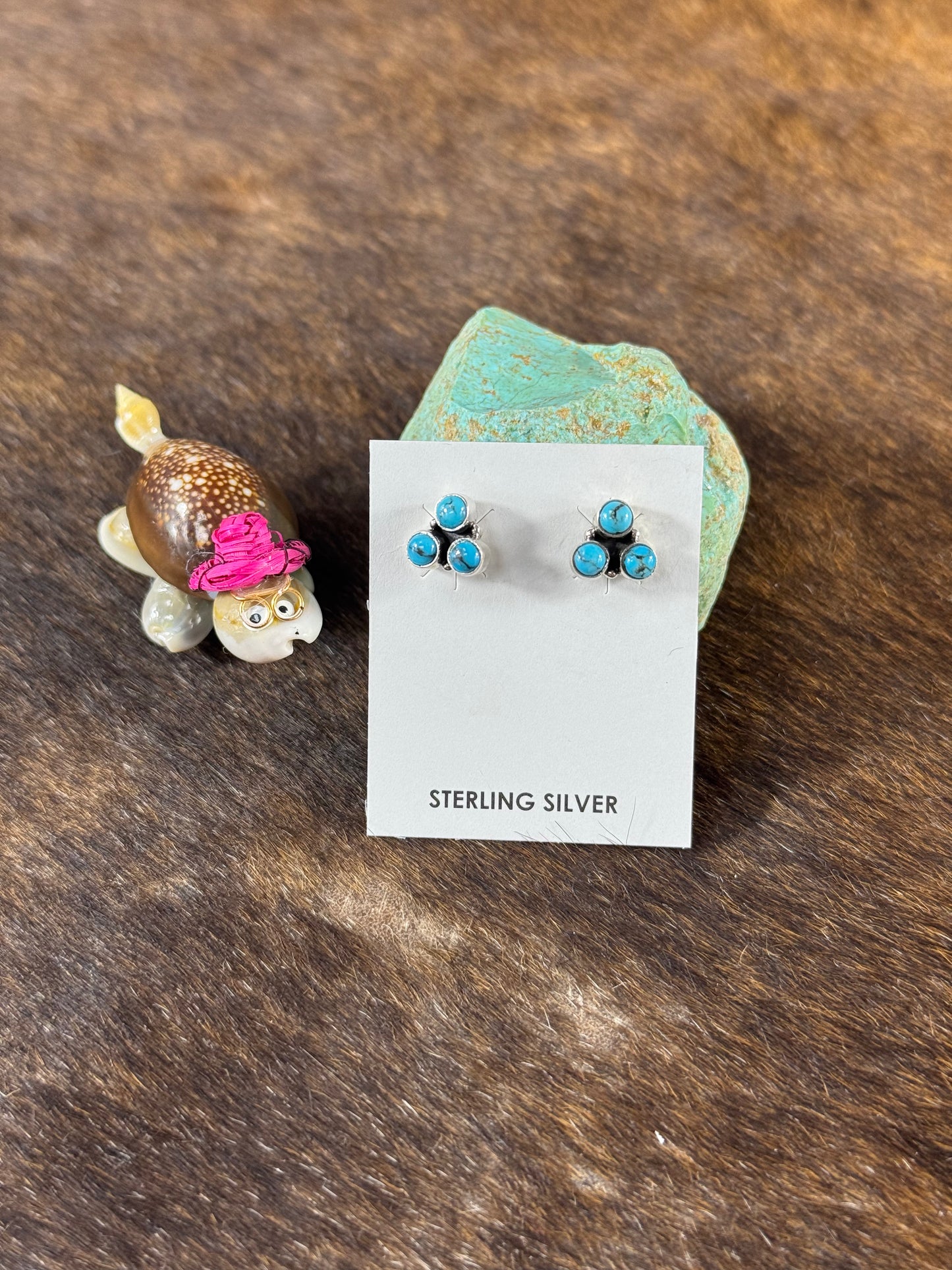 Kingman Turquoise 3 Stone Earring