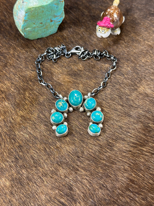 Kingman Turquoise Naja Fixed Pendant Necklace
