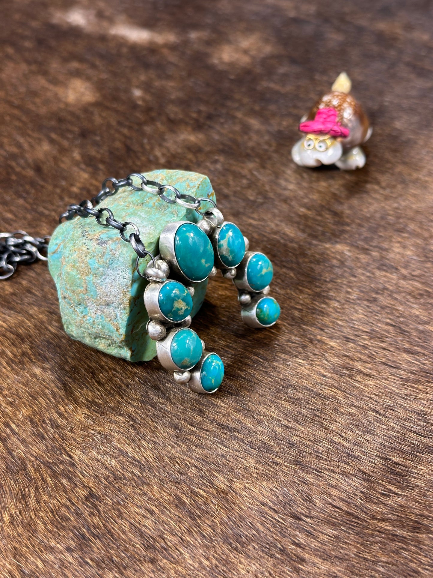 Kingman Turquoise Naja Fixed Pendant Necklace