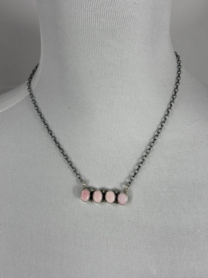 4 Stone Pink Conch Bar Necklace