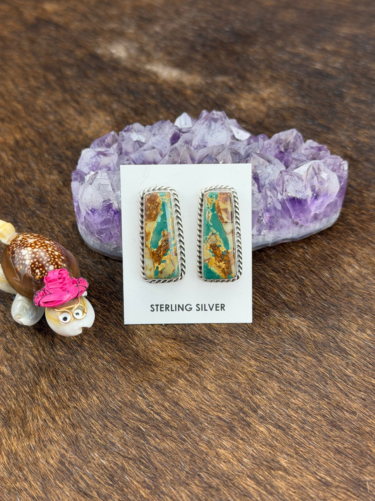 Royston Ribbon Rectangle Sterling Silver Studs