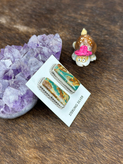Royston Ribbon Rectangle Sterling Silver Studs