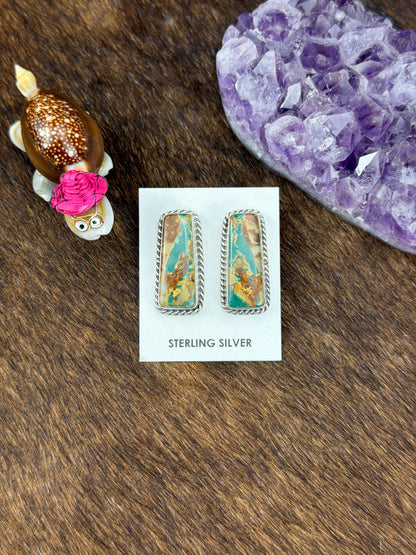 Royston Ribbon Rectangle Sterling Silver Studs