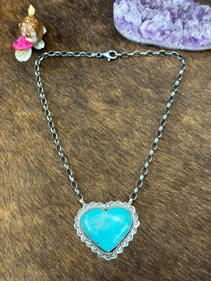 Kingman Turquoise Heart Necklace