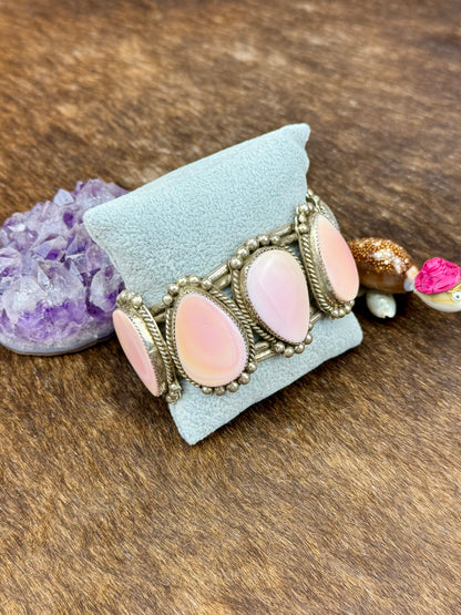 Pink Conch Sterling Silver 5 Stone Cuff