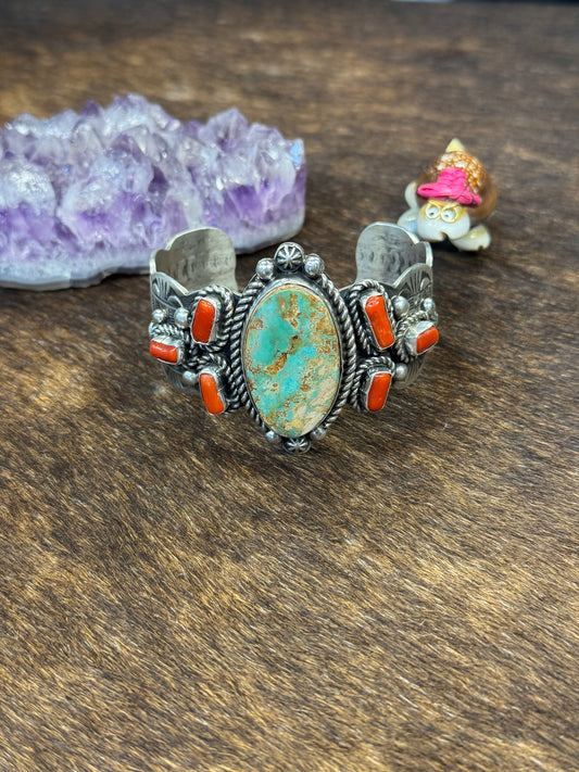 Royston and Coral Stamped Cuff