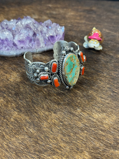 Royston and Coral Stamped Cuff