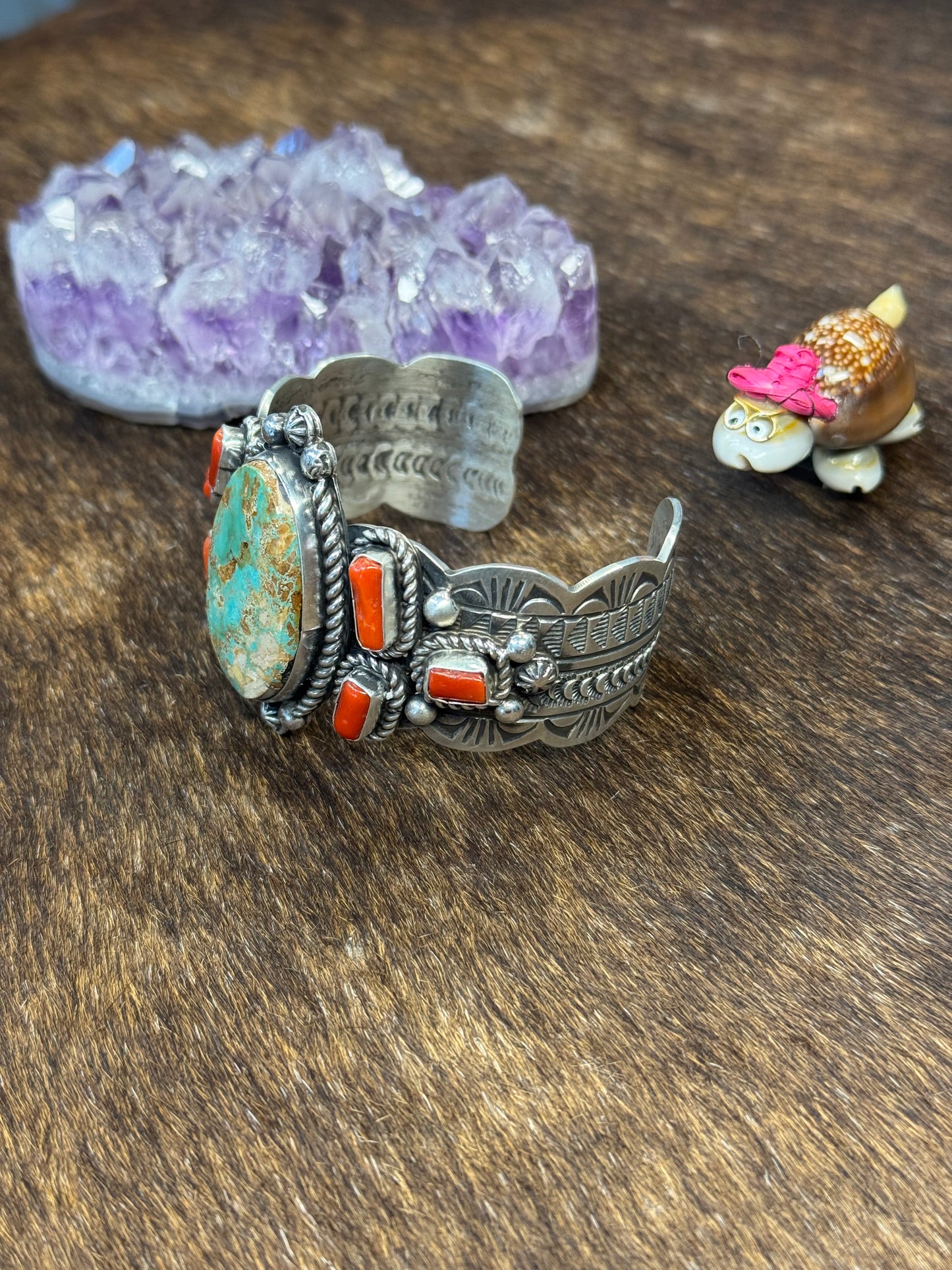 Royston and Coral Stamped Cuff