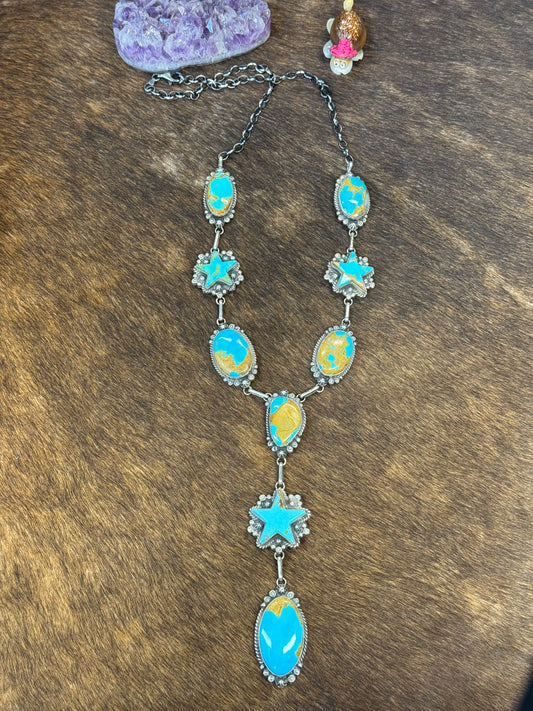 Kingman Turquoise STAR Lariat Necklace