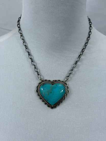 Kingman Turquoise Heart Necklace