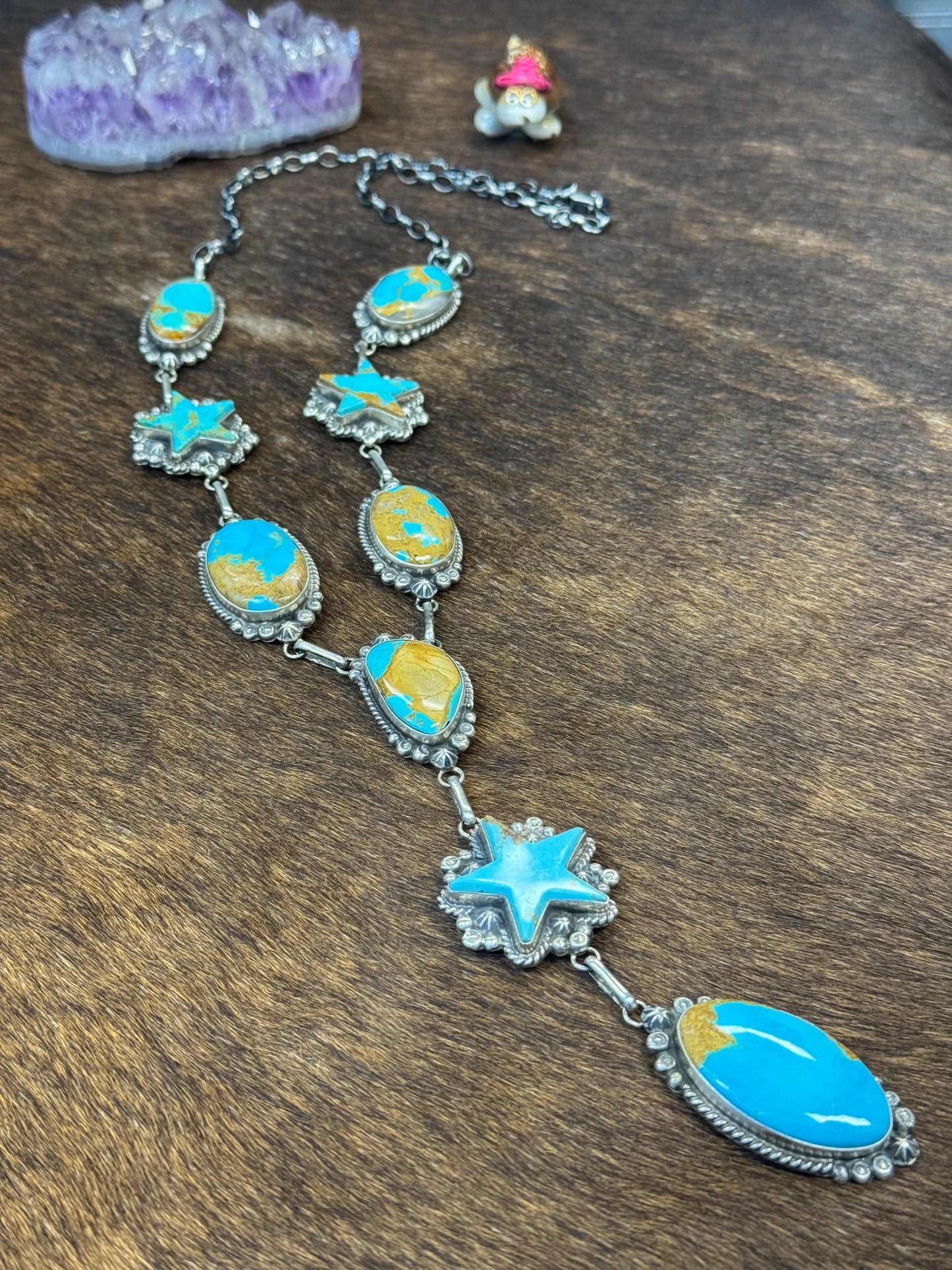 Kingman Turquoise STAR Lariat Necklace