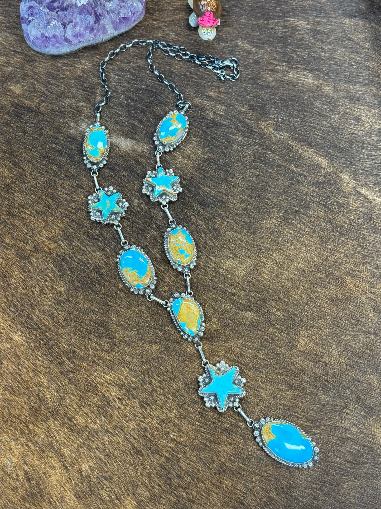 Kingman Turquoise STAR Lariat Necklace