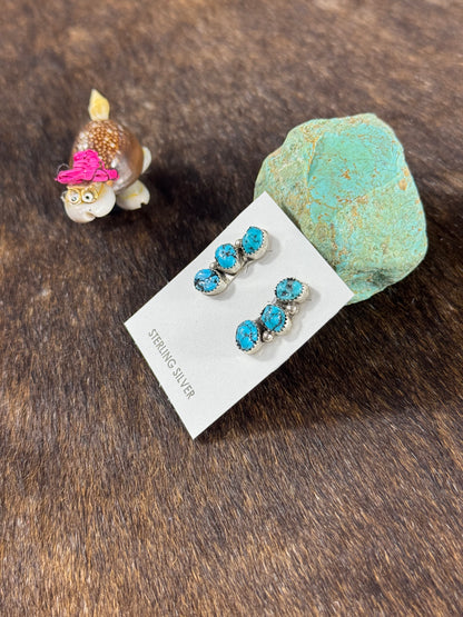 Sleeping Beauty 3 Stone Earring