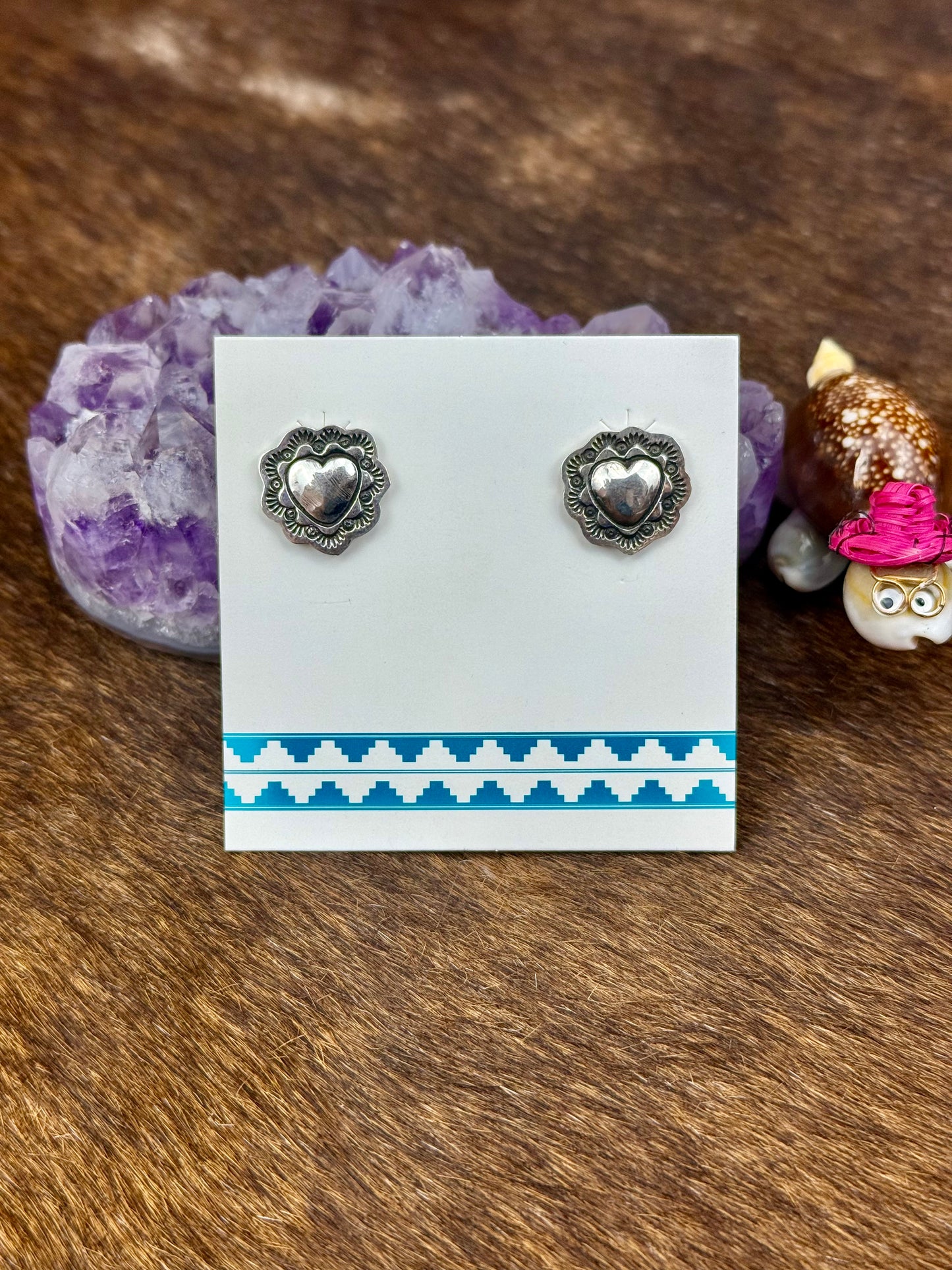 Sterling Silver Stamped Heart Earrings