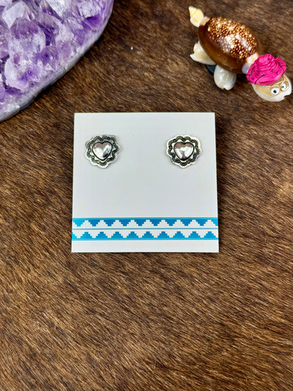 Sterling Silver Stamped Heart Earrings