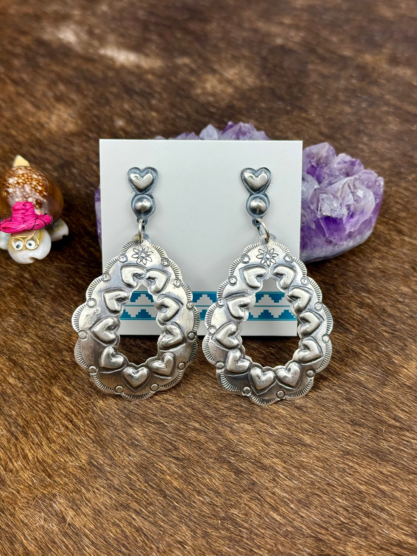 Sterling Silver Stamped Heart Dangle