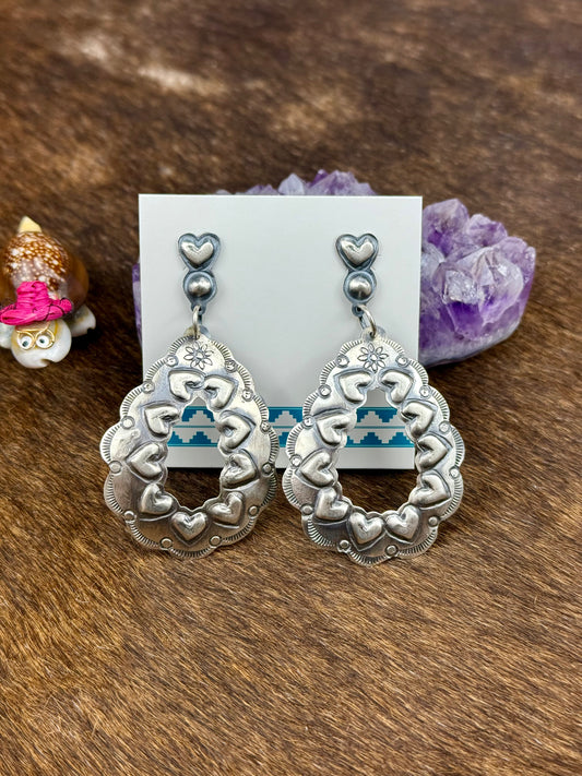 Sterling Silver Stamped Heart Dangle