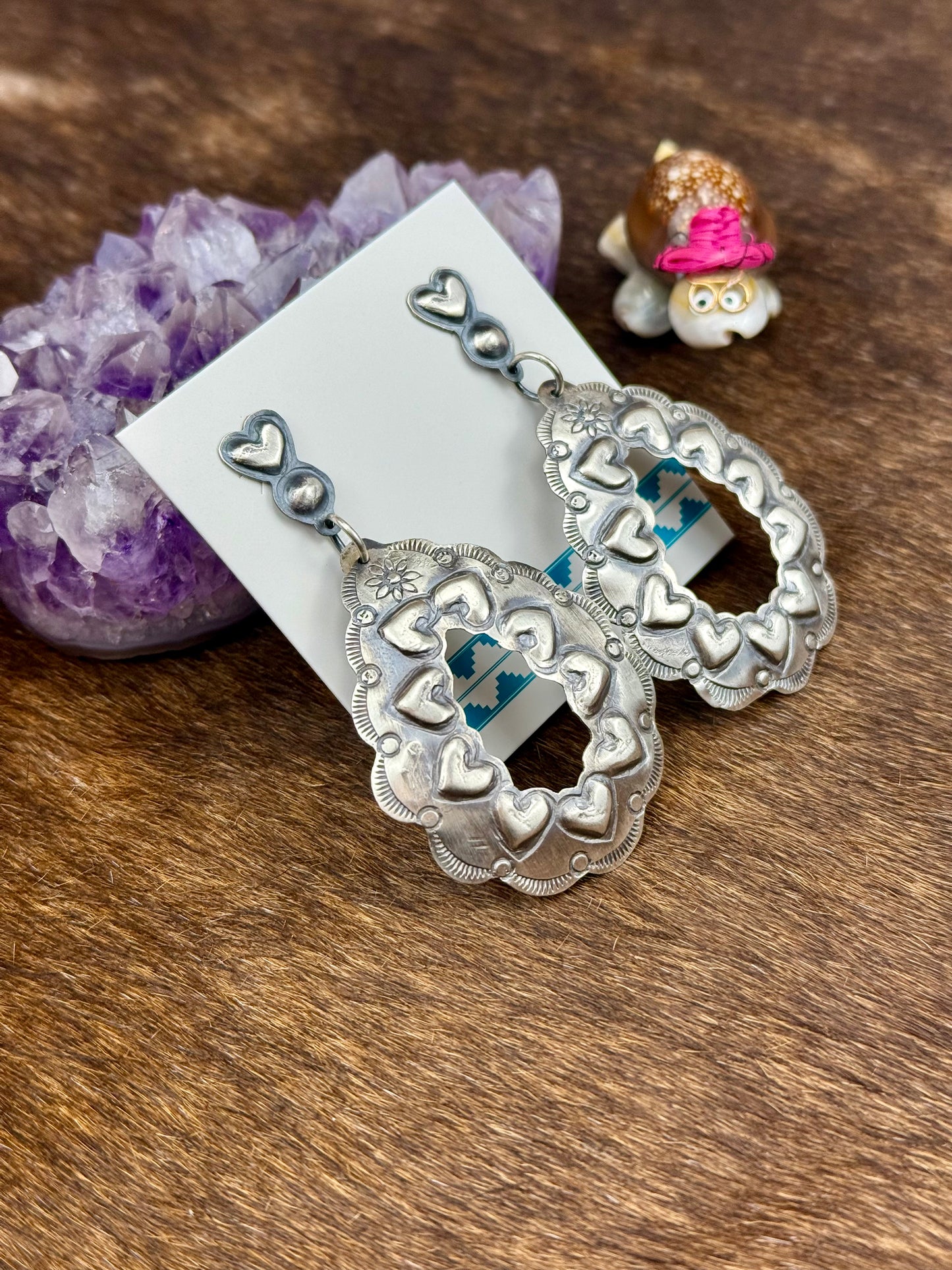 Sterling Silver Stamped Heart Dangle