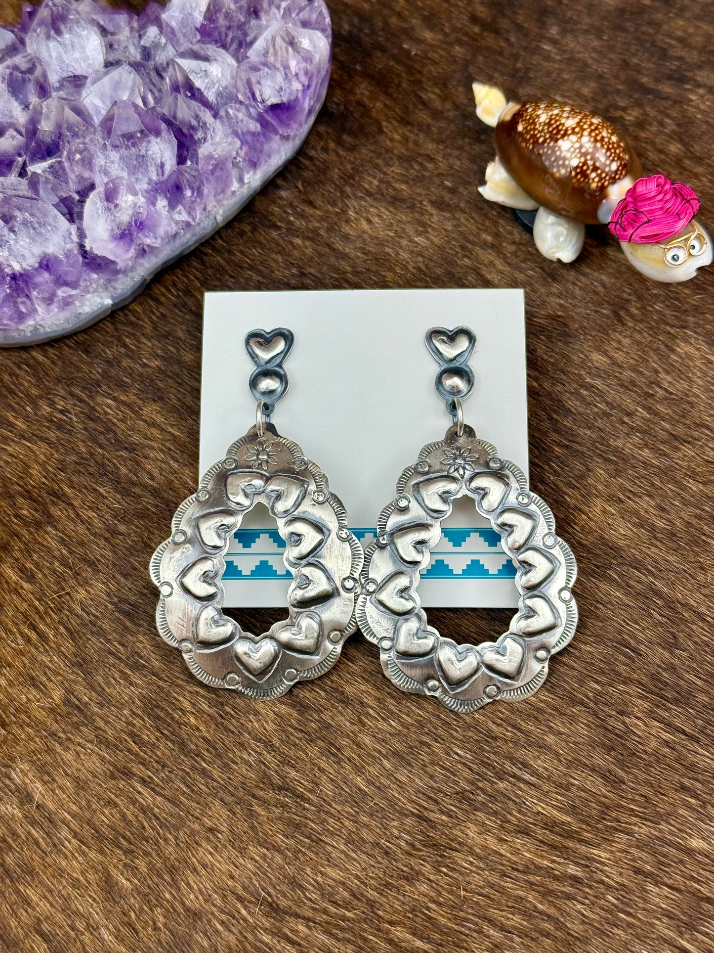 Sterling Silver Stamped Heart Dangle