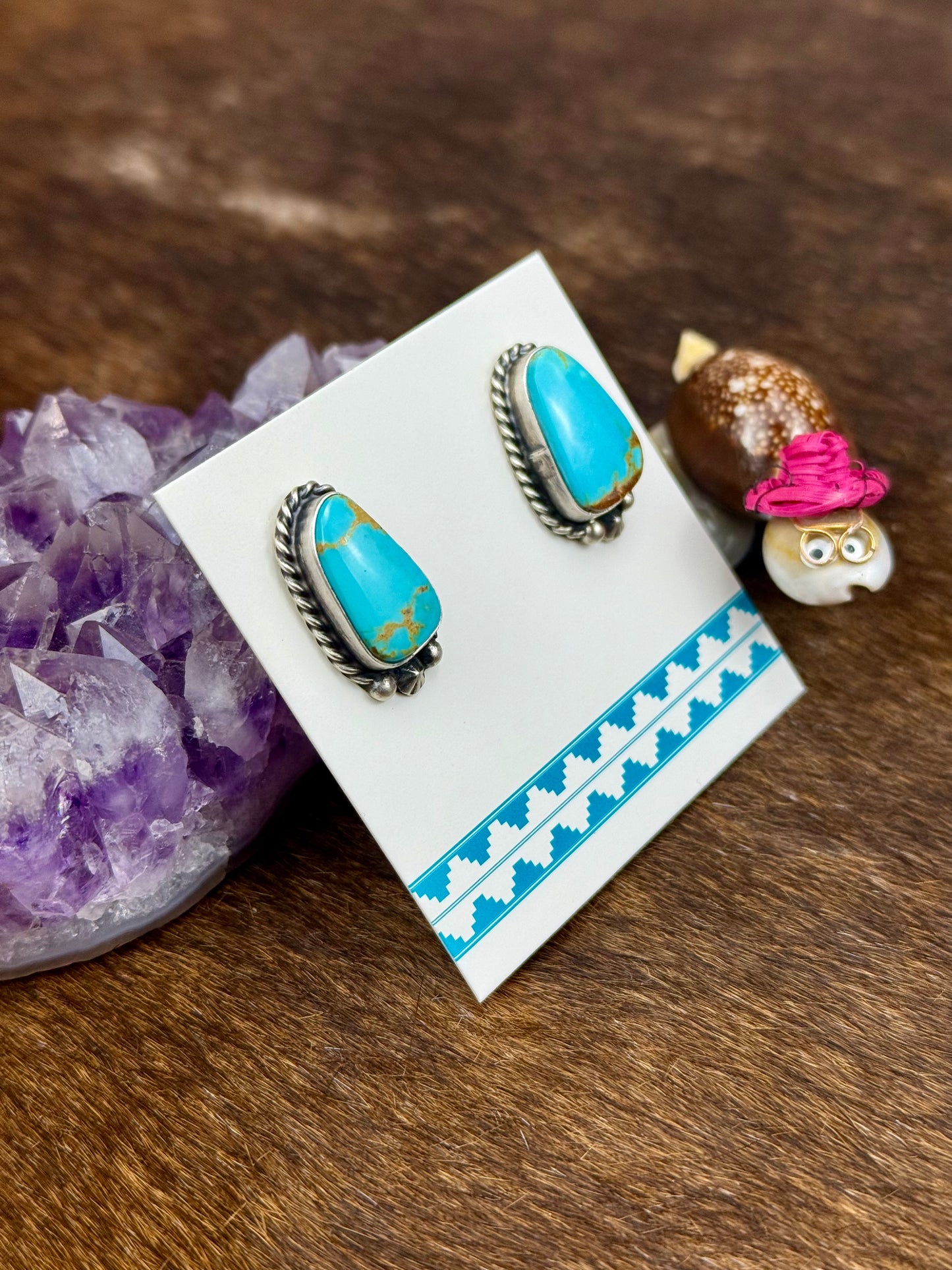 Kingman Turquoise Sterling Silver Stud Earrings