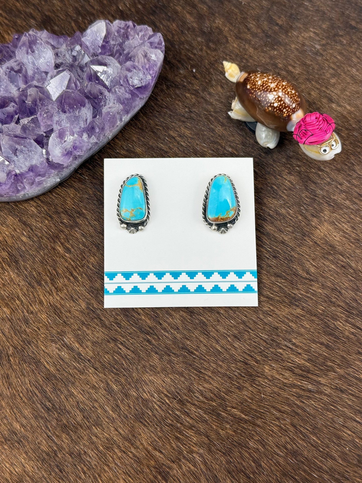 Kingman Turquoise Sterling Silver Stud Earrings