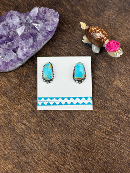 Kingman Turquoise Sterling Silver Stud Earrings