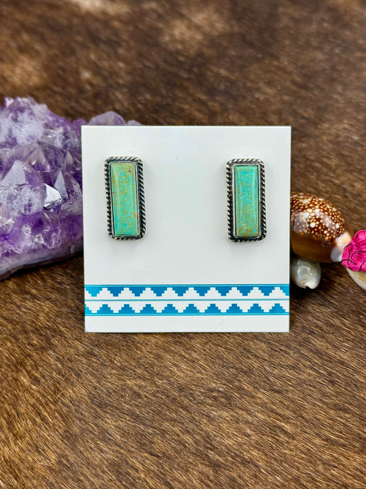 Kingman Turquoise Sterling Silver Bar Earrings