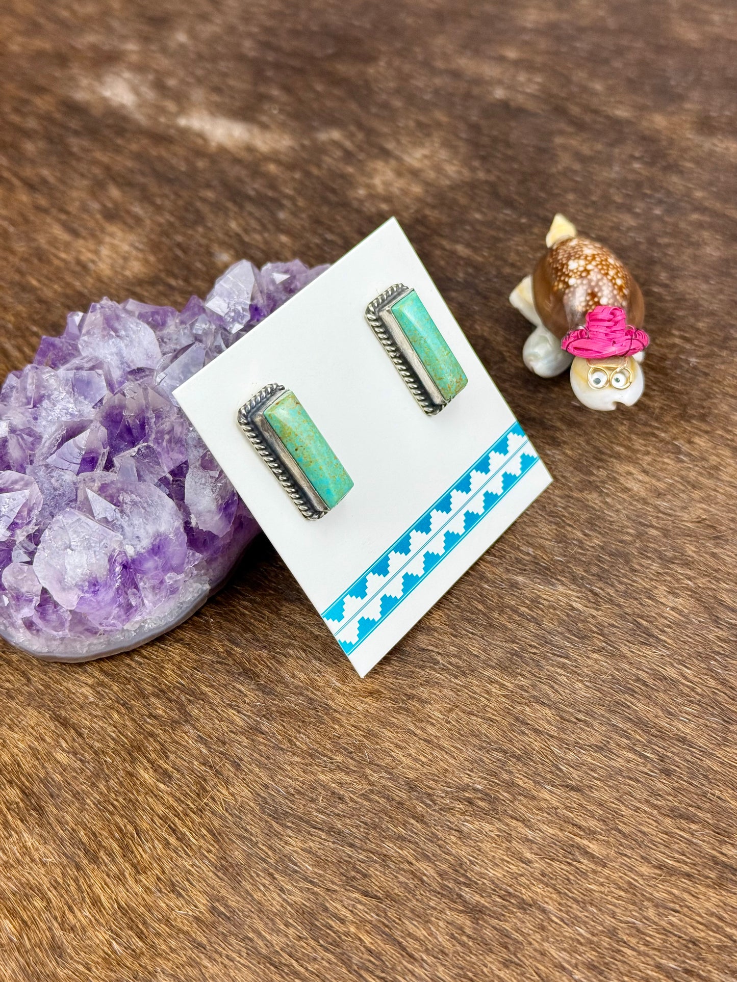Kingman Turquoise Sterling Silver Bar Earrings