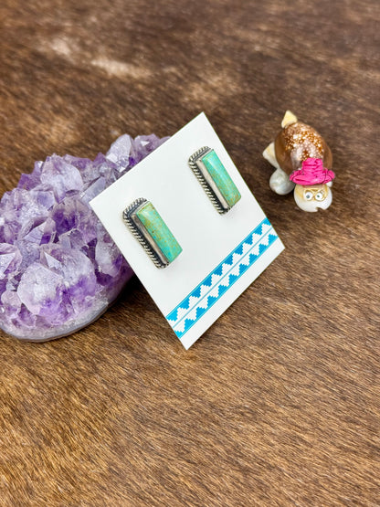 Kingman Turquoise Sterling Silver Bar Earrings