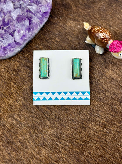 Kingman Turquoise Sterling Silver Bar Earrings