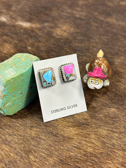 Cotton Candy Square Earring