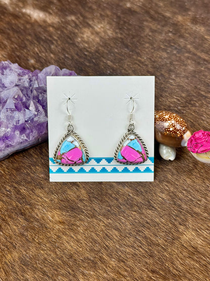 Cotton Candy Sterling Silver Triangle Dangle Earrings