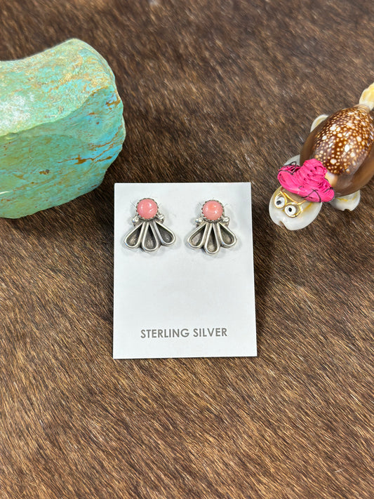 Pink Conch Fan Earrings