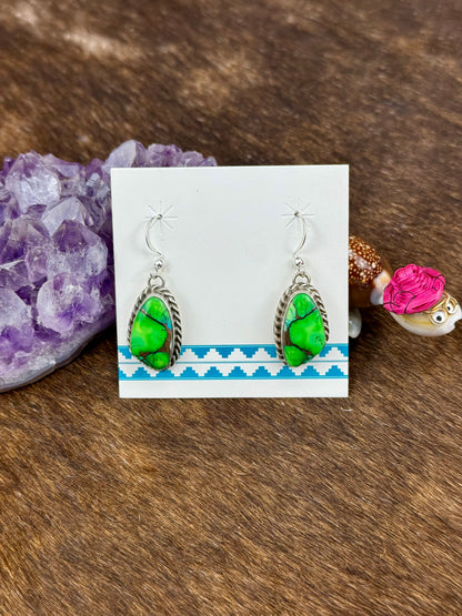 Peacock Dahlia Sterling Silver Dangle Earrings