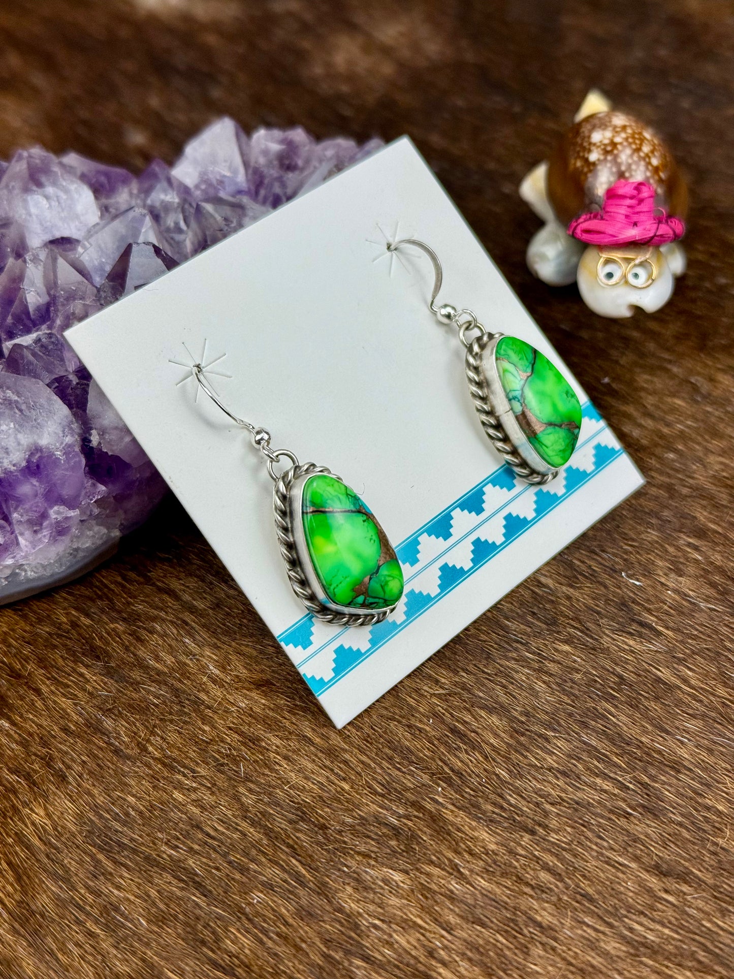 Peacock Dahlia Sterling Silver Dangle Earrings