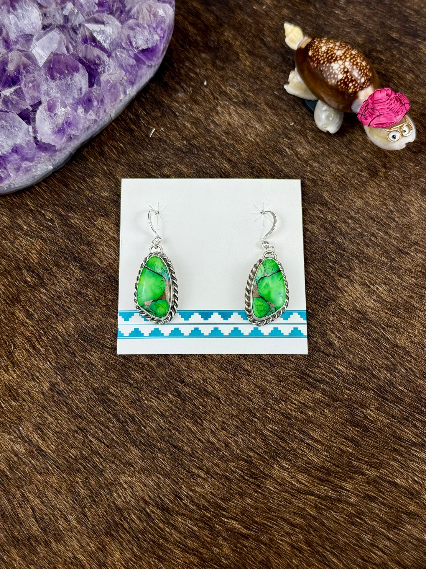 Peacock Dahlia Sterling Silver Dangle Earrings